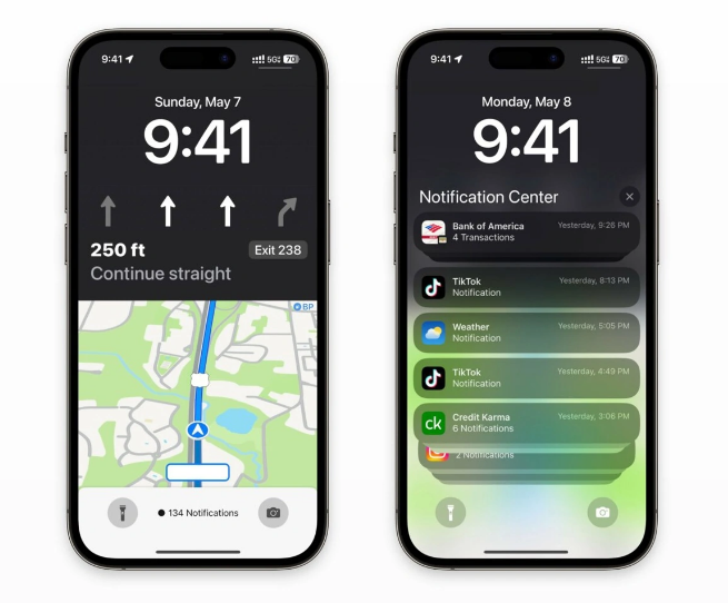 明山苹果维修服务分享iOS17锁屏地图导航半屏显示长什么样 